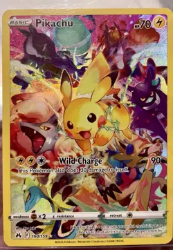 Pokemon Pikachu Full Art Holo Secret Rare 160/159 Crown Zenith Wild Charge 70 HP - Image 1
