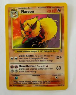 Vintage 1999 WOTC Pokemon Flareon Holo 10/110 Legendary Collection Card LP - Image 1