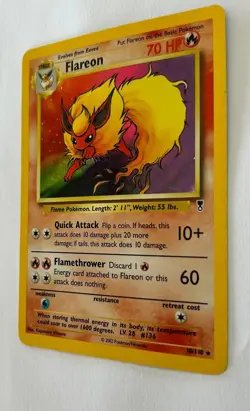 Vintage 1999 WOTC Pokemon Flareon Holo 10/110 Legendary Collection Card LP - Image 3