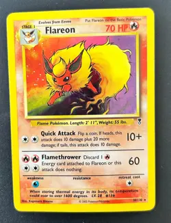 Vintage 1999 WOTC Pokemon Flareon Holo 10/110 Legendary Collection Card LP - Image 4
