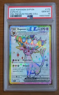 2025 Pokemon Prismatic Evolutions Espeon ex #175 Figure Collection Promo PSA 10 - Image 1