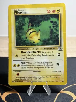 Pikachu 27 Vintage Non Holo Wotc Promo Black Star Rare Pokemon Card MP - Image 1