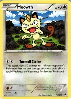 2016 XY - Fates Collide Turmoil Strike NM-MT Meowth Basic/Common #74 - Image 1