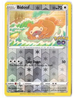 Pokemon Bidoof (Peelable Ditto) 059/078 Pokemon GO NM Reverse Holo - Image 1