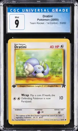 2000 POKEMON TEAM ROCKET 1ST ED #53/82 DRATINI CGC 9 - Image 1