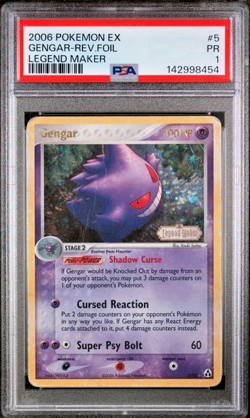 PSA 1 PR 2006 Pokemon EX Legend Maker Gengar STAMPED Reverse Holo Foil 5/92 - Image 1