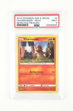 2019 POKEMON SUN & MOON DETECTIVE PIKACHU #4 CHARMANDER-HOLO PSA 9 - Image 1