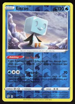Eiscue 054/192 Rare Rebel Clash Pokemon Reverse Holo Near Mint - Image 1