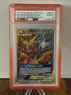 Pokemon Hidden Fates Moltres Zapdos Articuno GX SM210 PSA 10 w/ Limited Ed Guard - Image 1