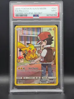 2019 Pokemon Sun & Moon Cosmic Eclipse Pikachu #241 Full Art Secret PSA 9 - Image 1