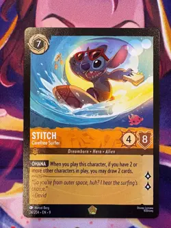 STITCH Carefree Surfer - 24/204 - Legendary Disney Lorcana Card Fabled - Image 1