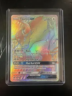 Pokemon TCG Sun & Moon Base Set Tauros GX 156/149 Secret Rare Rainbow Rare Card - Image 1
