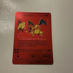 CHARIZARD 4/102 Base Set Vintage Red Foil RARE Fan Art Display Card NM - Image 2