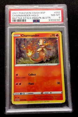 2021 Pokemon Sword And Shield Charmander Holo #092! PSA 8 NM-MT! ENN Cards - Image 1