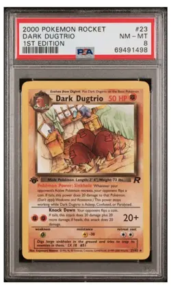 2000 Pokemon Dark Dugtrio 1st Edition Team Rocket PSA 8 Rare - Image 1