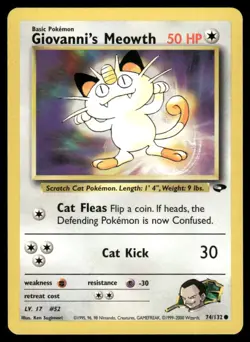 2000 Gym Challenge Giovanni’s Meowth VTG UNplayed Basic/Common #74 WOTC TGC - Image 1