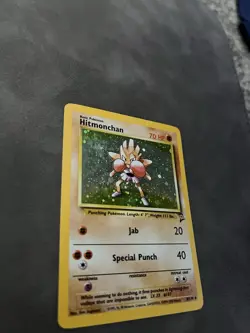 Pokemon TCG Hitmonchan Base Set 2 Holo Unlimited Rare Card 8/130 Swirl - Image 2