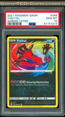 PSA 10 ⭐ Pokemon Yveltal 045 Amazing Rare Shining Fates Full Art Graded Card - Image 1