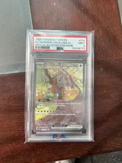 Pokemon TCG Bloodmoon Ursaluna EX Holo Card 216/167 Twilight Masquerade PSA 9 - Image 1