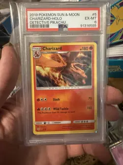 2019 POKEMON SUN & MOON DETECTIVE PIKACHU #5 CHARIZARD-HOLO PSA 6 - Image 1