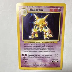 Pokemon TCG Alakazam 1/102 Base Set Holo Rare 80 HP Confuse Ray 1999 - Image 1