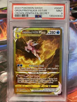 POKEMON 2023 CROWN ZENITH ORIGIN FORME PALKIA VSTAR SECRET FULL ART GG67 PSA 9 - Image 1