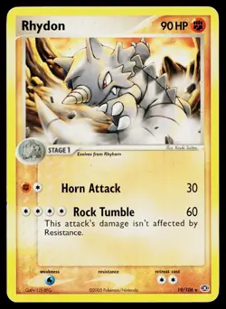 Rhydon 19/106 Rare Emerald Pokemon Moderately Played - Image 1