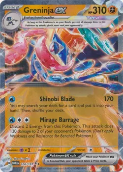 Greninja ex - 106/167 Double Rare Twilight Masquerade Pokemon TCG - Image 1