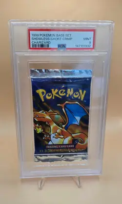 PSA 9 1999 Pokemon Base Set Charizard Pack Shadowless Short Crimp WOTC - Image 1