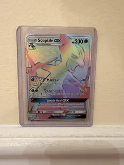 Sceptile GX Full Art Rainbow Rare Holo Card 216/214 Lost Thunder Series - Image 1