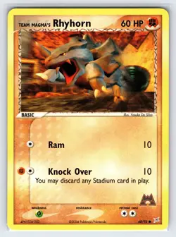 Team Magma's Rhyhorn 68/95 2004 EX Team Magma Vs. Team Aqua Pokemon Card - Vlp - Image 1