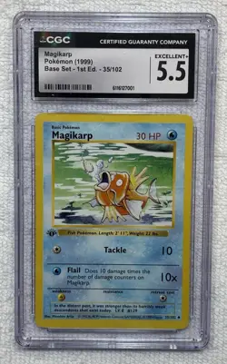 CGC 5.5 Magikarp 1999 Base Set (Shadowless) 35/102 Pokemon Card - Image 1