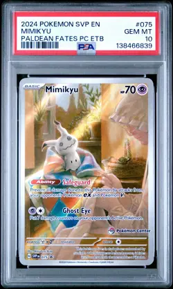 Mimikyu 075/091 Paldean Fates Center ETB Promo Pokemon PSA 10 *839 - Image 1