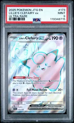 PSA 9 Lillie’s Clefairy Ex 173/159 Pokemon Journey Together Ultra Rare 2025 MINT - Image 1