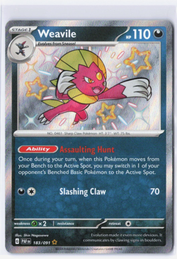 Pokemon TCG Weavile Scarlet & Violet Paldean Fates 183/091 Shiny Holo Rare NM - Image 1