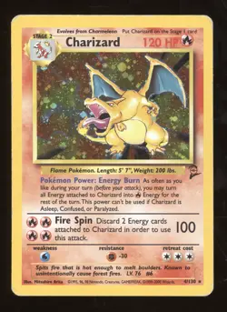 2000 Pokemon Base Set 2 Charizard Holo Rare #4/130 - Image 1