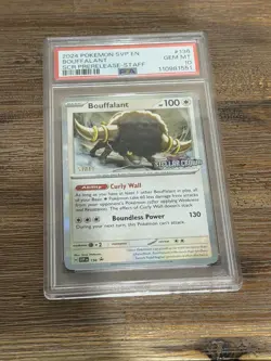2024 Pokemon Bouffalant SCR PRERELEASE STAFF PSA 10 - Image 2
