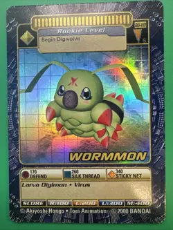 BO-110 S Wormmon Digimon 2000 Bandai TCG Holo Foil Card NM/LP - Image 1