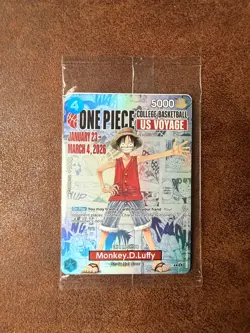 One Piece Monkey D. Luffy US Voyage College Basketball Promo Card - SEALED - Image 1