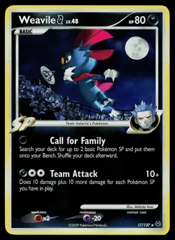 Pokemon Card - Platinum 17/127 Weavile G Reverse Holo Rare - Image 1