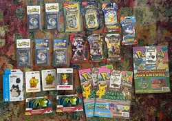 Lot of 21 Pokemon Assorted Items Cards Nanoblocks Glasses and More All New - Image 1