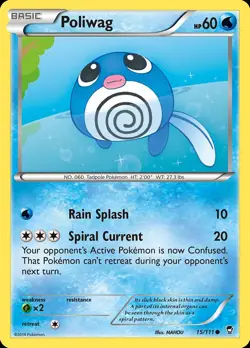 Pokemon Poliwag (15/140) Furious Fists LP REVERSE HOLO - Image 1