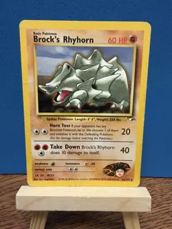 Pokemon TCG Brock’s Rhyhorn 22/132 Gym Heroes Regular Rare WOTC Card - Image 1