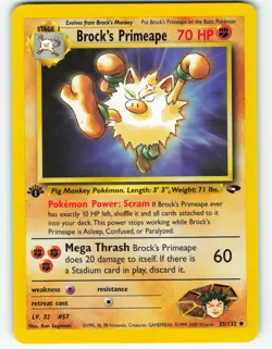 Brock's Primeape - 1st Edition - 35/132 Gym Challenge - Pokemon TCG - 2000 - Image 1