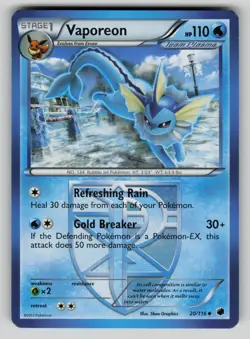 Vaporeon 20/116 Uncommon Plasma Freeze Pokemon MP - Image 1