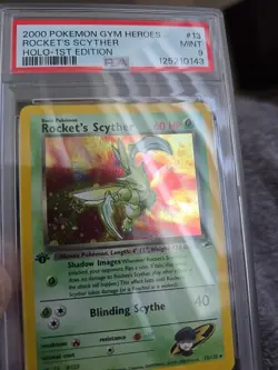 Pokemon - PSA 9 MINT 1st Edition Rocket's Scyther 13/132 HOLO Gym Heroes SWIRL! - Image 3