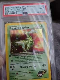 Pokemon - PSA 9 MINT 1st Edition Rocket's Scyther 13/132 HOLO Gym Heroes SWIRL! - Image 4