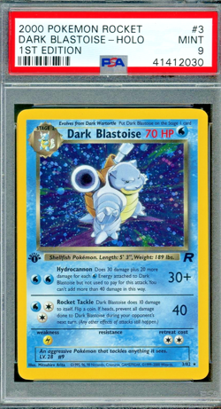 2000 Pokemon 1st Edition Team Rocket Dark Blastoise Holo #3 Mint PSA 9 w/ Swirl - Image 1