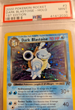 2000 Pokemon 1st Edition Team Rocket Dark Blastoise Holo #3 Mint PSA 9 w/ Swirl - Image 3