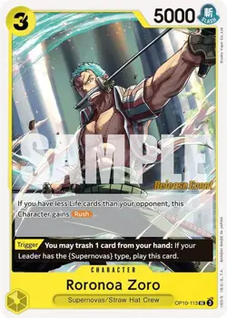 One Piece Roronoa Zoro (113) (OP10-113/75) Royal Blood Release Event Cards NM - Image 1
